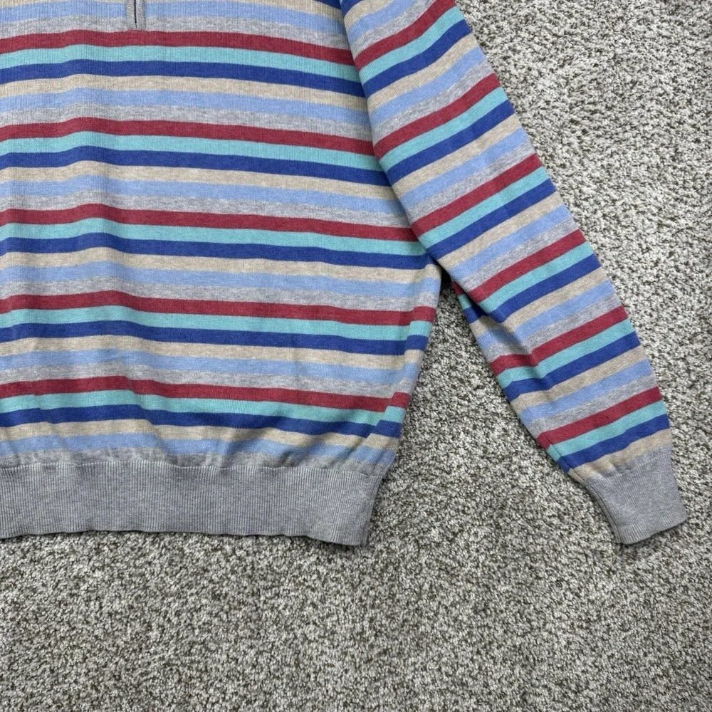 Peter Millar Sweater Men's Large Striped 1/4 Zip Pima Cotton Silk Cashmere Knit - Picture 6 of 15